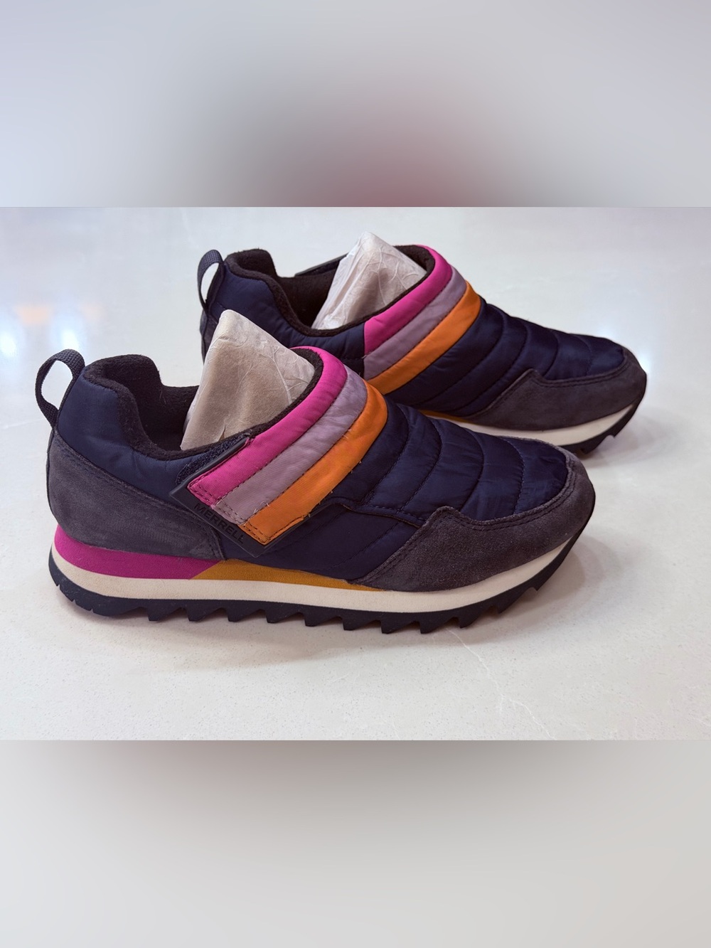 Merrell Alpine Moc Strap Polar Retro Navy Multi Insulated Sneaker, 7